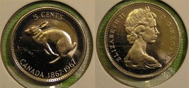 1867 1967 Canada 5 Cent Rabbit Nickel Proof Like - $1.86