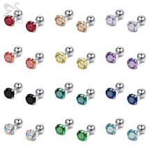 ZS 12pairs/lot Crystal Stud Earring for Women Stainless Steel Female Earring Scr - £19.22 GBP