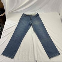 Lee Womens Straight Leg Jeans Blue Washed Comfort Waistband Stretch Frin... - $16.83