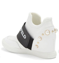 karl lagerfeld Paris NIB Charsi womens White Pearl Size 8.5 HighHeel Sneakers SF - £71.21 GBP
