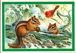 Chipmunks, Season&#39;s Greetings Art by Richard G. Barth Postmarked 1984 Orlando Fl - £4.56 GBP
