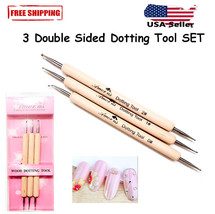 3 PCs Double Sided Nail Art Dotting Pen Dotting Tool SET &quot;US Seller&quot; - £4.43 GBP