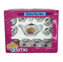 Vintage 1989 Chilton Toys Barbie China Tea Set 12 Pieces Ceramic Complete - £43.98 GBP