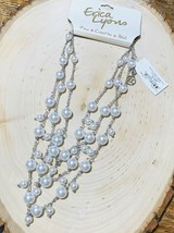 ERICA LYONS MULTI STRAND IMITATION PEARL NECKLACE SILVER TONE NWT RETAIL... - £15.53 GBP