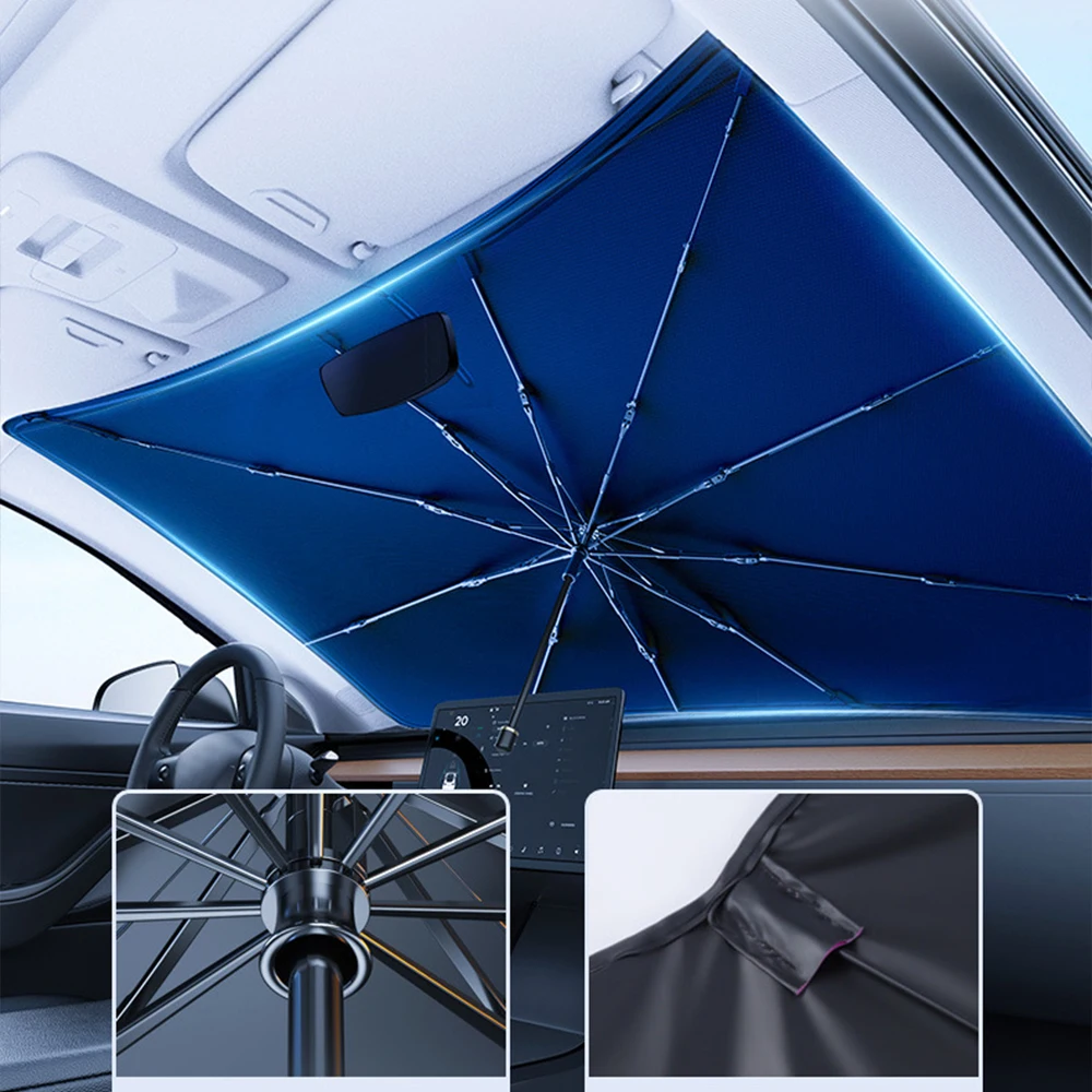 Car Windshield Sun Shade Umbrella Portable Car Parasol Umbrella Handle Summer - £21.74 GBP