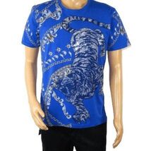 Mens PLATINI Sports Shirt With Rhine Stones Lion Chain STT8025 Royal Blue image 2