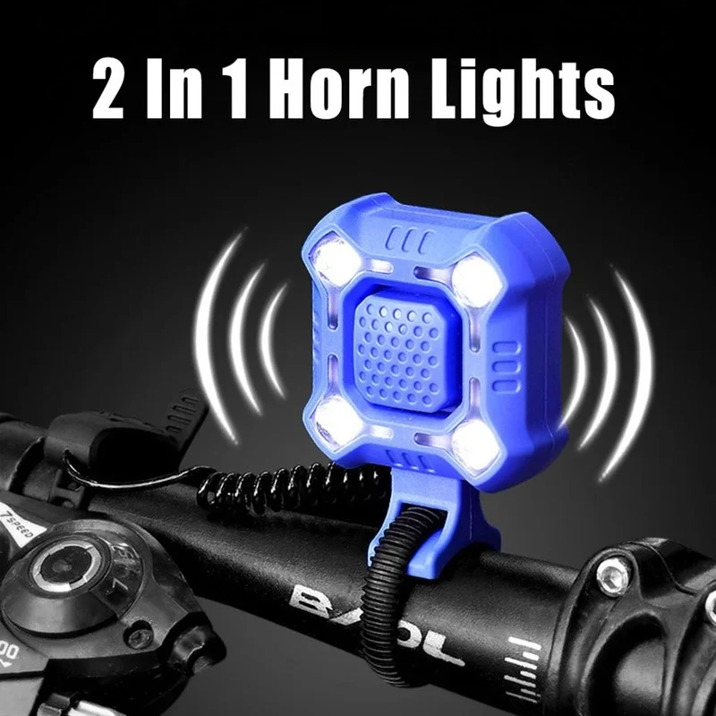 140dB Bike Bell 4 Lamp Cycling Light 1200mAh Electric Horn Waterproof USB - $15.58