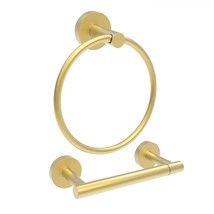 Gold Toilet Paper Holder &amp; Towel Ring Sus304 Stainless Steel 2Pc Bathroo... - £40.71 GBP