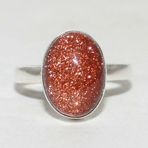 925 Sterling Silver Goldstone Ring Handmade Jewelry Gemstone Ring Gift For Her - £32.48 GBP