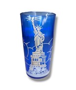 Vintage Statue Of Liberty Tumbler Glass Cobalt Blue New York City 5&quot; - £11.79 GBP