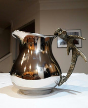 Vintage Silver Water / Milk Pitcher with brass antler handle 9&quot; x 5&quot; x 7&quot; Very r - £153.34 GBP