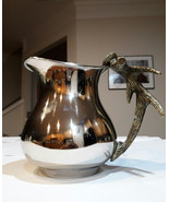 Vintage Silver Water / Milk Pitcher with brass antler handle 9&quot; x 5&quot; x 7... - £154.08 GBP