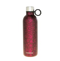 Starbucks 20 Oz Water Bottle Magenta Animal Print Hook Stainless Steel Thermos - £36.00 GBP