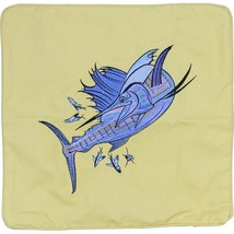 Embroidered Cushion Pillow Cover Marine Art Sailfish/Bait Outdoor Marine Canvas - £28.02 GBP