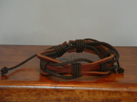 New Brown &amp; Black Braided Leather Bracelet - £6.25 GBP
