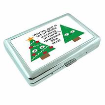 Christmas Pun Em2 Hip Silver Cigarette Case Id Holder Metal Wallet 4&quot; X 2.75&quot; RF - £6.35 GBP