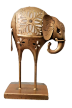 Vintage Handmade Golden Color Metal Elephant Statue Candle Holder - £55.58 GBP