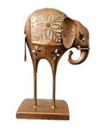 VINTAGE HANDMADE GOLDEN COLOR METAL ELEPHANT  STATUE CANDLE HOLDER - $1,317.53 MXN