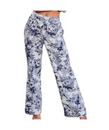 Beau Dawson Blue White Floral Linen Blend Wide Leg Tie Front Pants size ... - $37.36 CAD