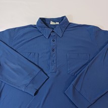 Haband Quarter Button Men's Blue Collar Shirt Long Sleeve Sz XL Made In Mongolia image 8