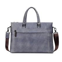 Briefcase Leather Bag 2022 New Vintage Male Handbags Leisure Mens Business Bag C - £133.09 GBP