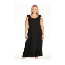 Time and Tru Womens Black Soot Knit Maxi Dress Ruffle Sleeve, Size L 12-... - £14.38 GBP