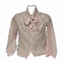Lady Holiday Vintage 1970s Pink Womens Buttonfront Bow Tie Blouse - $13.20