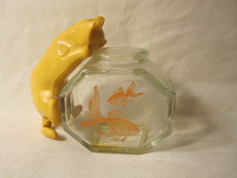 vintage 1970's Avon Bottle: Cat playing with Goldfish in Fishbowl - $15.00