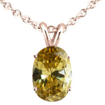Diamond Solitaire Pendant Natural Oval Shape Brown Treated 14K Rose Gold 2.21 CT - £2,474.00 GBP