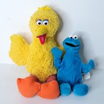 Cookie Monster Big Bird LOT of 2 Sesame Street Plush Stuffed Animal Plas... - $23.57 CAD
