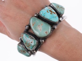 7.5&quot; Vintage Navajo Silver and Royston turquoise bracelet - $675.68