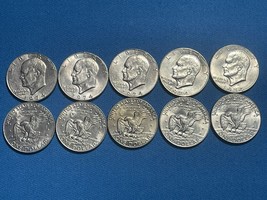 Ike “Silver dollar” Lot of 10. All 1974’s. Mixed Condition All Clad. - £19.68 GBP