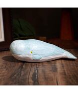 Blue Whale Figurine, Wooden Ocean Decor Sculpture Desk Ornament - $21.15
