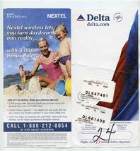 Delta Airlines Ticket Jacket Receipt Passenger Itinerary Nextel 2002 - $13.86