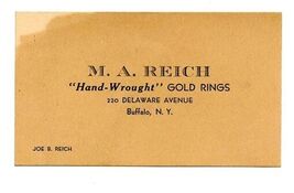 M A Reich Business Card Hand Wrought Gold Rings Buffalo NY Birthstones 1... - $17.82