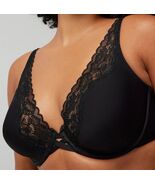 SOMA Essentials Plunge Unlined Bra w/ Lace Trim, Black Underwire 40DD NWT - $550.13 MXN