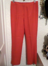 Lafayette 148 New York Red/Orange 100% Linen Straight Leg Pants Size 12 - £39.51 GBP