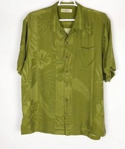 Tommy Bahama Mens Button Down Shirt Size XL Short Green 100% Silk Leaf Floral - £17.65 GBP