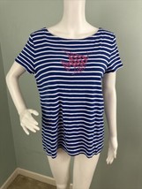 Talbots Women&#39;s S/S Striped Beaded Fish Tee T-Shirt Top Sz XL - £18.03 GBP