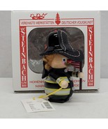 Steinbach 911 FIREMAN With Flag Germany Wood Christmas Ornament Tag W/ Box - $28.92