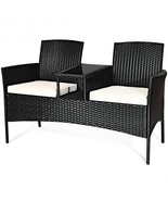 Wicker Patio Conversation Furniture Set with Removable Cushions and Tabl... - $198.68