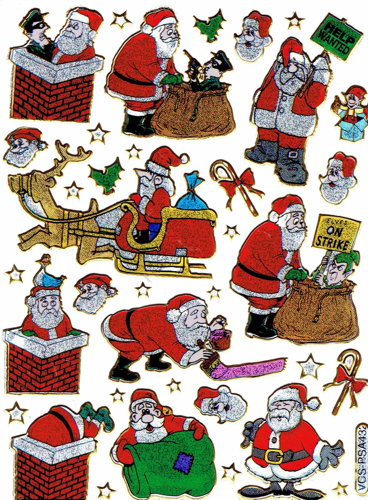 D354 Christmas Santa Claus Xmas Sticker Decal Kids Glitter 13x10 cm / 5x... - $1.99