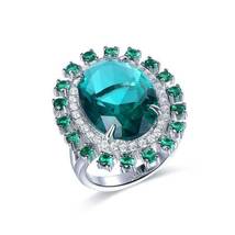 Luxurious Aquamarine Blue And Emerald Green Oval Cut Engagement Ring - £156.31 GBP