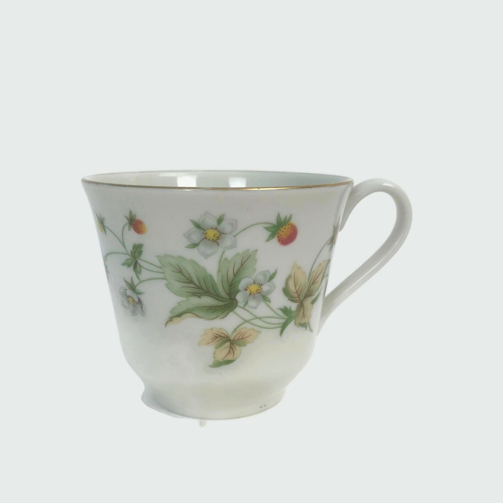 Vintage 1977 Royal Doulton Strawberry Cream Flat Coffee Cup Gold Rim  - $11.42
