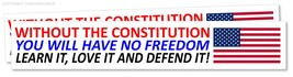 x2 Without Constitution You Have No Freedom Conservative Decals Bumper S... - £3.14 GBP