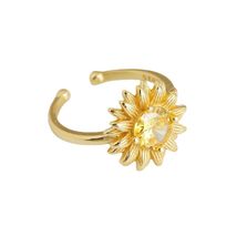 Fine Jewelry: 925 Sterling Silver Adjustable Sunflower Ring - Gold-Plate... - £24.26 GBP