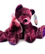 Vtg Mary Meyer Brenda Teddy Bear Plush 15&quot; Berry Purple Chenille Velvet ... - $23.79 CAD