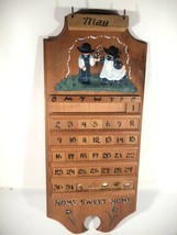 Vintage Wood Perpetual Calendar Wall Hanging Hand Painted Made In USA - $79.19