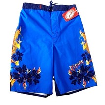 Piping Hot Boys Swim Trunks Large 14/16 Blue Orange Asian Dragon Floral Flames - £20.57 GBP