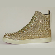 Mens High Top Shoes By FIESSO AURELIO GARCIA ,Spikes Rhine stones 2409 Gold image 5